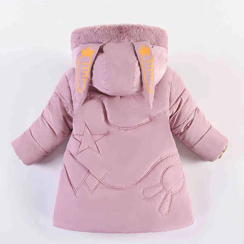 4 5 6 ans hiver filles veste col en fourrure oreilles de lapin garder veste capuche fermeture éclair mode vêtements d'extérieur cadeau d'anniversaire enfants vêtements J220718