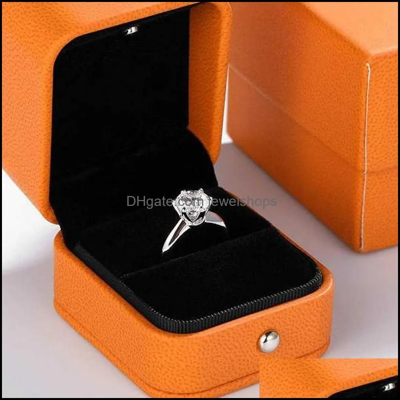 Luxury Solitaire 1ct Lab Diamond Ring 100% Real 925 sterling silver Engagement Wedding band Rings for Women Bridal Party