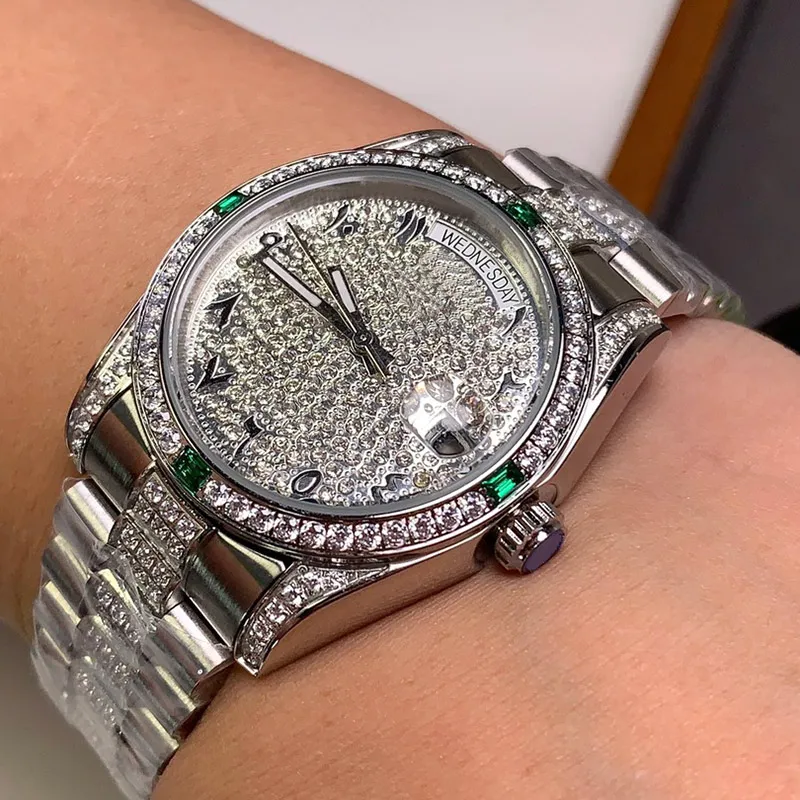 Часы с бриллиантами Автоматические механические часы 40 мм Нержавеющая сталь 904L Life Watchproof Бутик-браслет Мужские наручные часы Montre De 306M