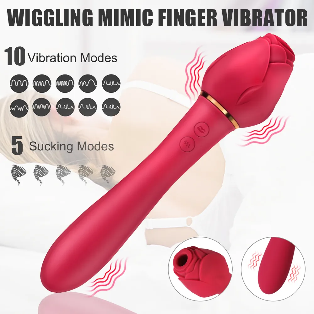 2 in 1 Zuigen Dildo Vibrators G Spot Massage Vacuüm Stimulator Tepel Clit Sucker Rose Vibrator Vrouwelijke sexy Speelgoed voor Volwassen 18