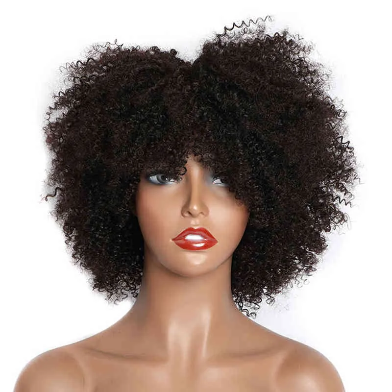 Afro Kinky Curly Peruki Pełna maszyna