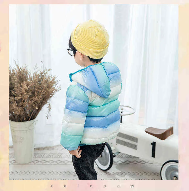 Toddler Kids Winter Clothes 2-7Y Boys Girls White Duck Down Parka Fashion Tie Dye Hood Outfit Children Warm Down Jackets J220718