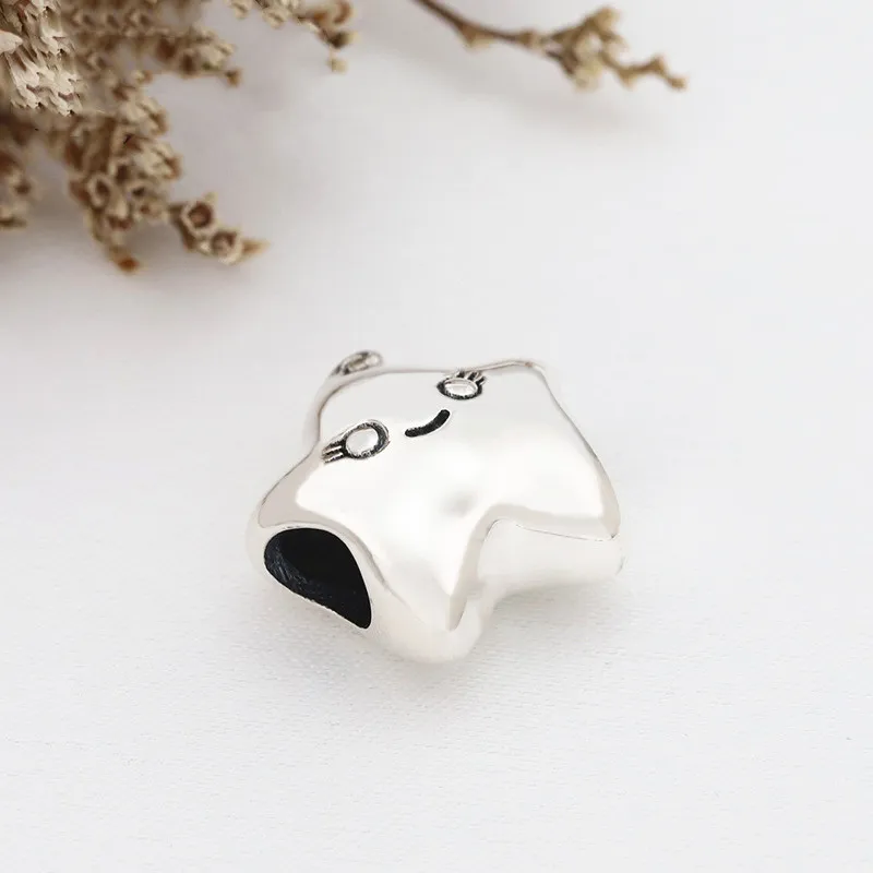 Popular 925 Sterling Silver Cute Silver Star Cat Elephant Mushroom Pendant for Original Charm Bracelet Ladies Jewelry1018309