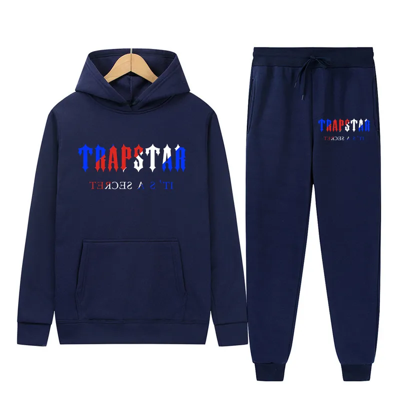 Marque TRAPSTAR imprimé vêtements de sport hommes 15 couleurs chaud deux pièces ensemble sweat à capuche ample pantalon ensemble sweat à capuche jogging 220602