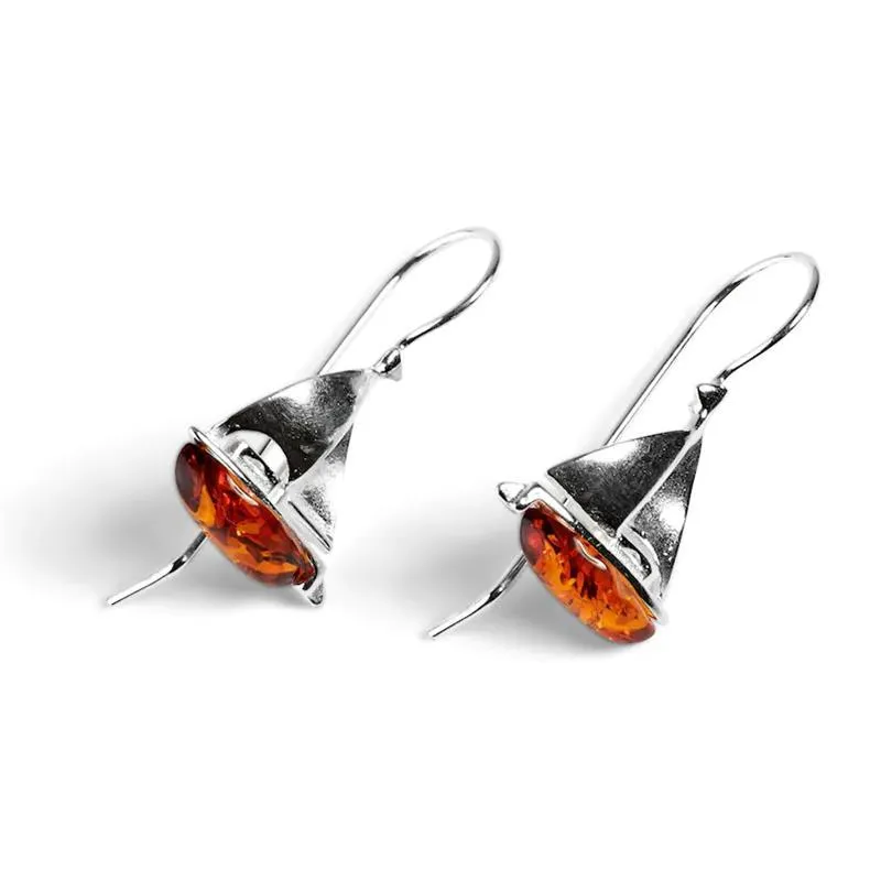 Dangle Chandelier Sailboat Accort arocrings Silver Color Amber Boat Yacht Women Women Jewelry Gailor Accessorie282d