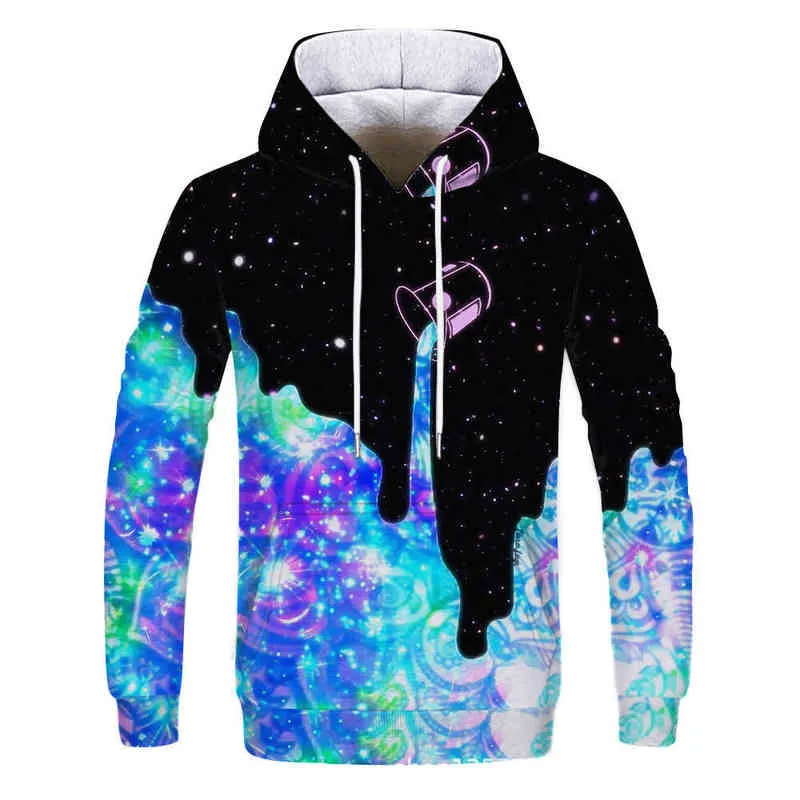 Svart hälla mjölkstjärniga färg hink män hoodie 3d slips färgad tryckt plus size hooded bluzy dla par bomullsweatshirt 4xl l220704