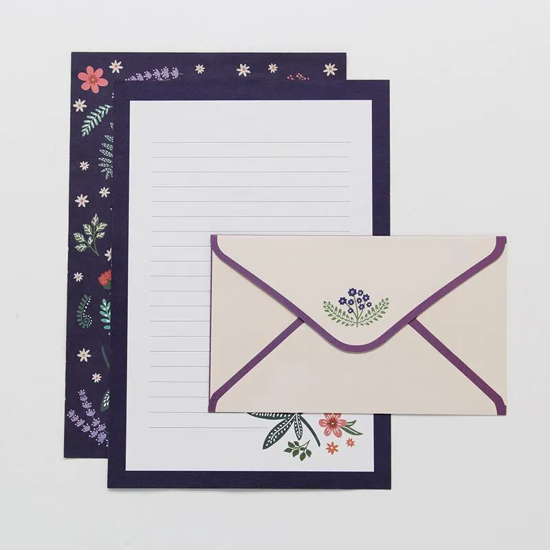 Envoltório de presente A5 carta escrita papel envelope de papel conjunto linda flor linha página estilo literário papelaria2809