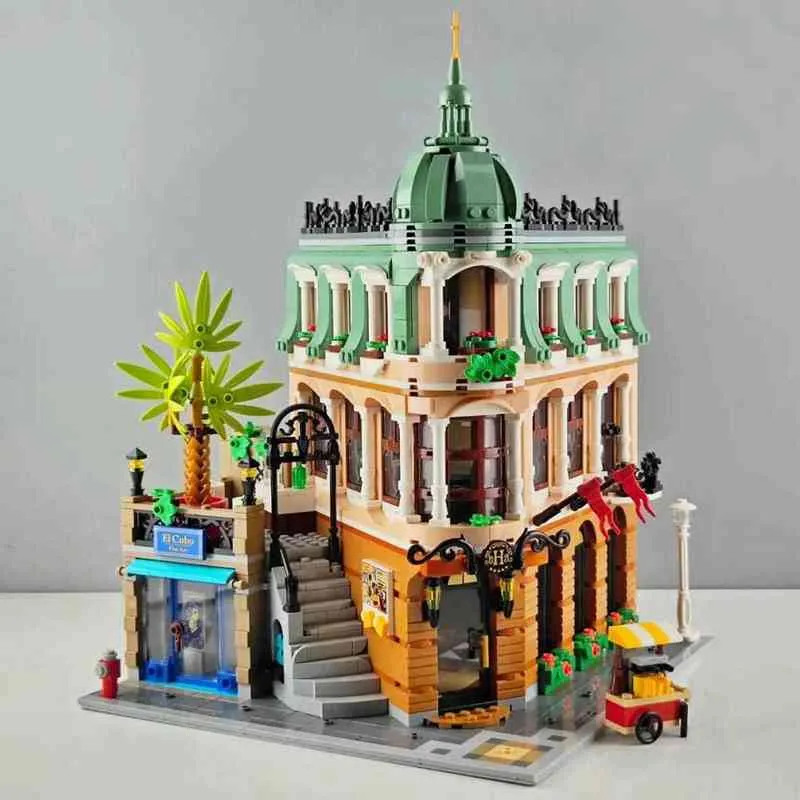 Street View Boutique Hotel Model Moc Modular Building Builds Bricks Action Action