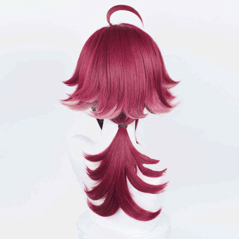 Shikanoin Heizou Cosplay Wig Game Genshin Impact 55 cm Little Ponytail Gradient värmebeständig hår Halloween Party Wigs L2208021514110