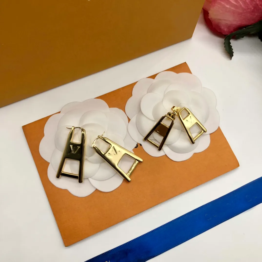 18K vergoldet Luxusmarke Designer Buchstaben Reißverschluss Ohrstecker Berühmte Frauen Ohrring Hochzeit Schmuck Nr. Box295i