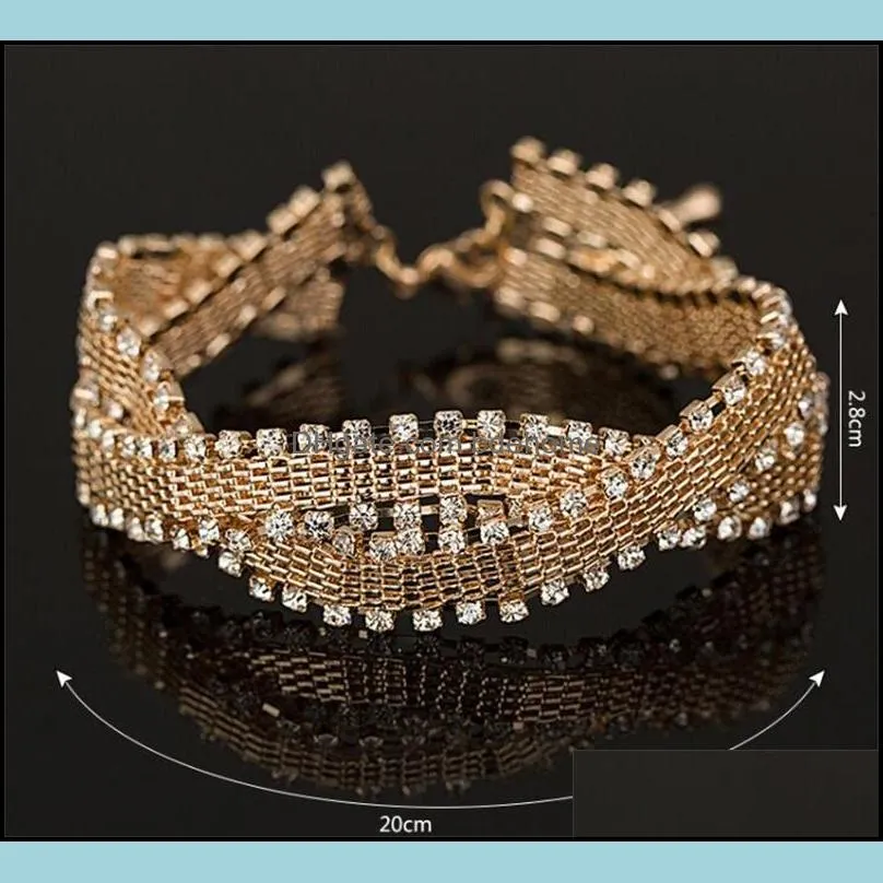 link The girl a gift Wedding Bracelets & Bangles New Arrival full star super shiny rhinestone crystal silver ladies link chains 273 J2
