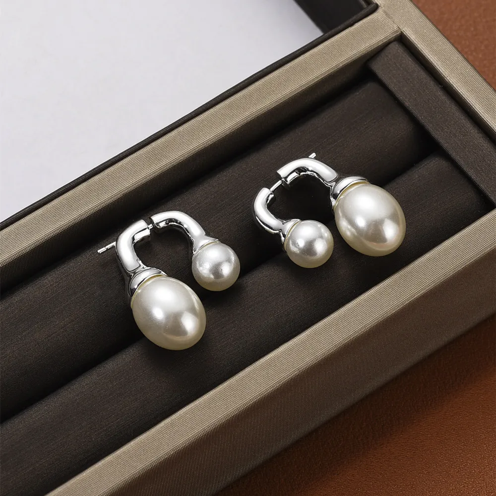 INS WIND FRONTおよびLEAD SIZE PEARL EARRINGS STUD S925 SILVER NEEDLE TREND ALL-MATCHファッション18KゴールドレディースジュエリーギフトACC226L