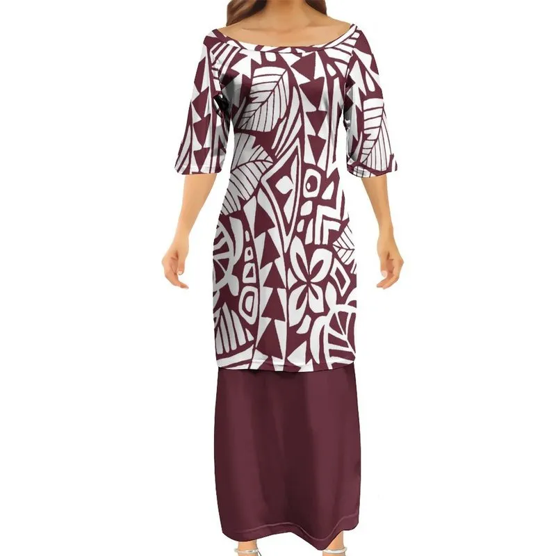 Mode charmante femmes élégant Club robes moulantes Samoan Puletasi conception polynésienne robe 2 ensemble 220706