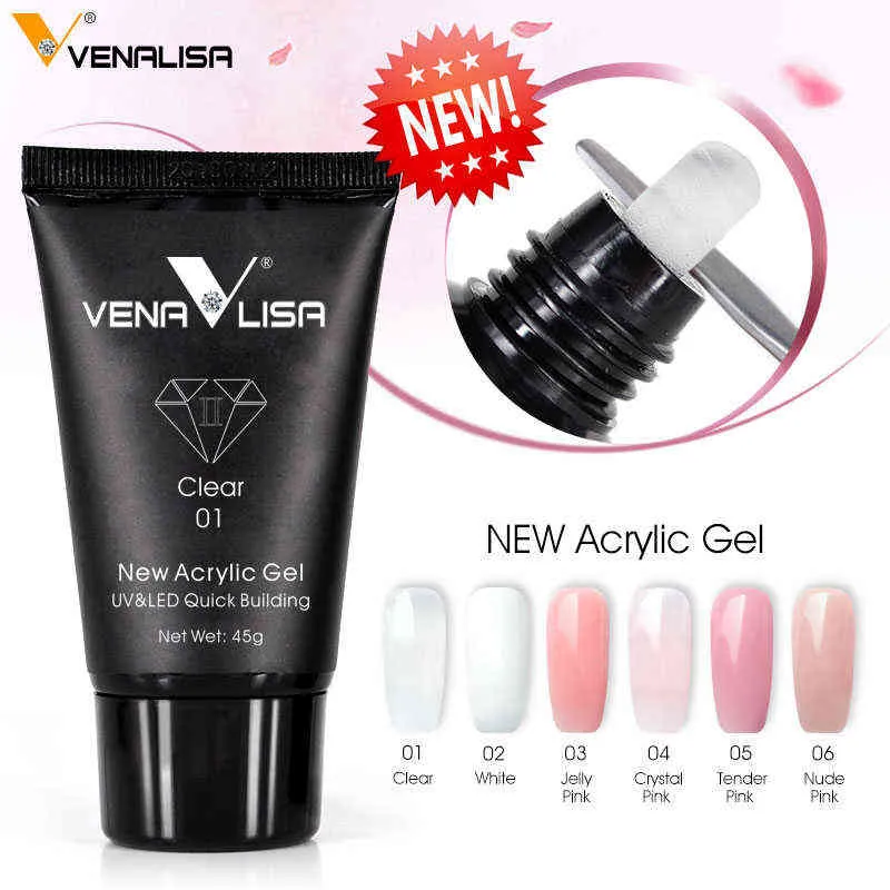 NXY Nail Gel Acrylic 45G Clear Jelly Pink Color Poly Manicure Semi Permanente Extension Soak Off LED UV Frans 0328