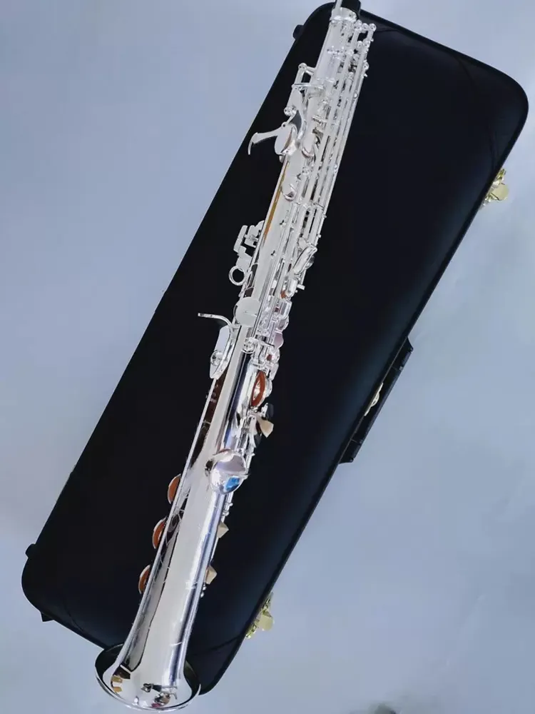 Structure originale tout en argent 992, clé B, coque de saxophone aigu professionnel, bouton plaqué or, tonalité de qualité professionnelle