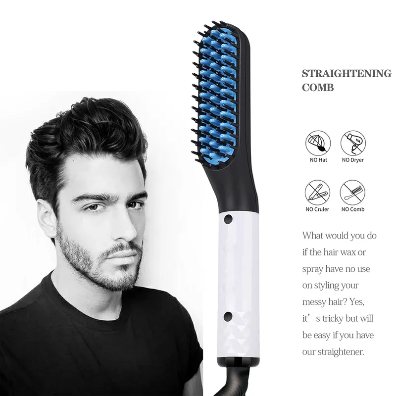 Men Beard Straightener Electric Hair Comb Flat Iron Hair Straightener Heating Comb Smoothing Iron Straightening Brush 220623