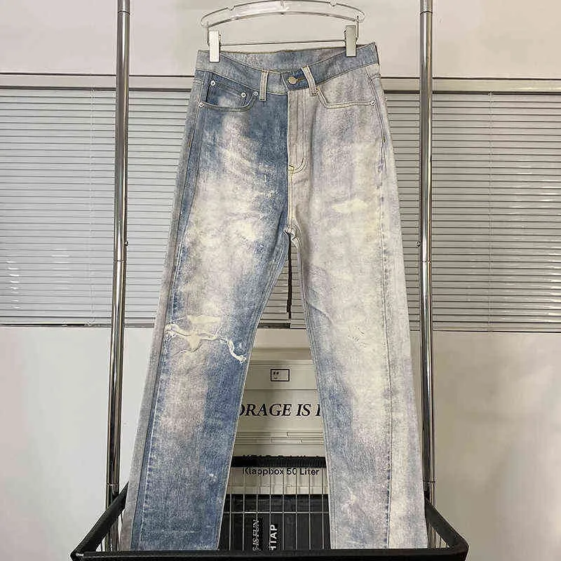 2022 High Street Jeans de lavage surdimensionnés de haute qualité usés et polis pantalons en denim décontractés pour hommes et femmes lourds T220803