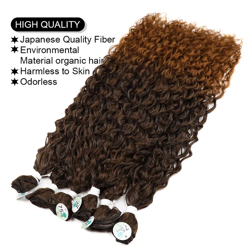 Fasci di capelli ricci crespi Estensioni dei capelli sintetici Biondi Fasci di tessuto capelli a due tonalità di colore spessi 300 g le donne 220622