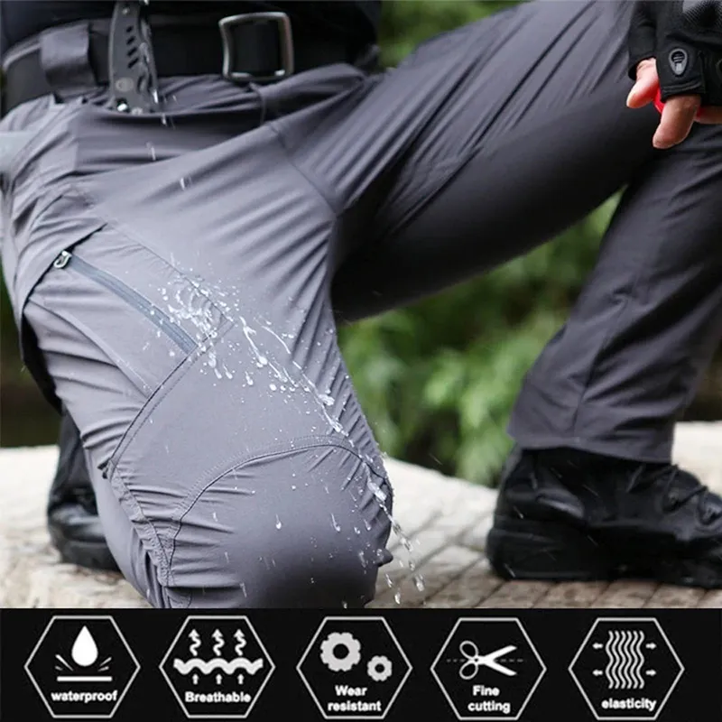 Calças táticas para mensagens ao ar livre Caminhadas à prova d'água Camuflagem militar longa calças de cargas multi -bolso casual masculino 6xl 220629
