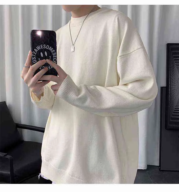 Korean Style Oversize Sweater Men's Casual Solid Color Sweater Turtleneck Pullover Sweater Thick Warm Basic Shirt Spring Autumn G22801