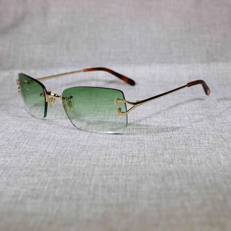 Óculos de sol vintage sem aro, armação de metal transparente, armação quadrada, para mulheres, verão, clube, óculos 5903415