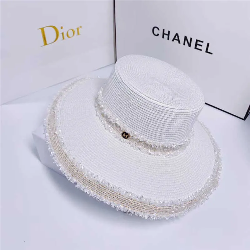 Femmes été dentelle florale Ribbob chapeaux de paille à large bord plat chapeau de soleil filles voyage plage casquette de protection solaire