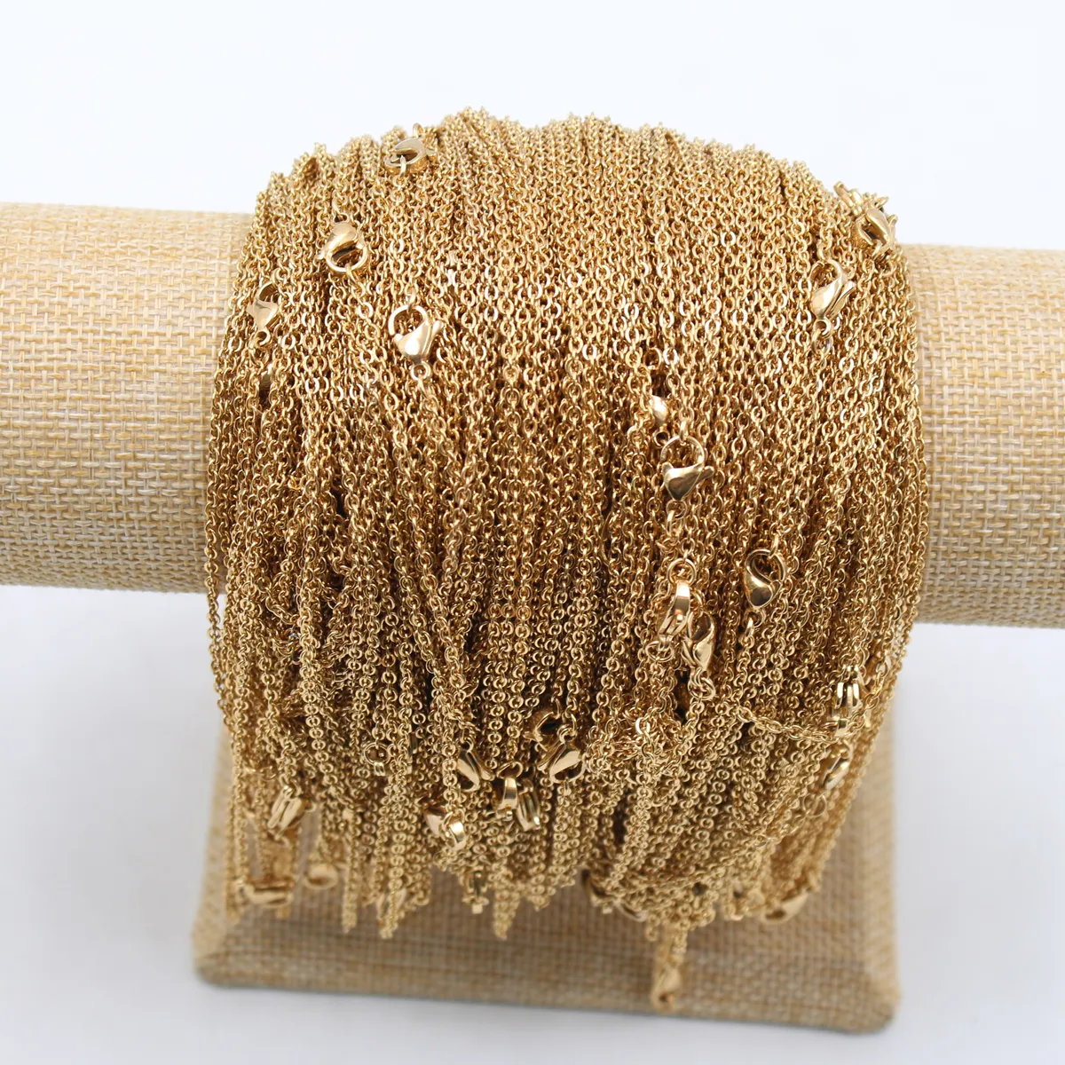 10 peças lote em aço inoxidável inteiro ouro fino 2 3mm 20 polegadas forte plano oval rolo corrente colar feminino jóias305u