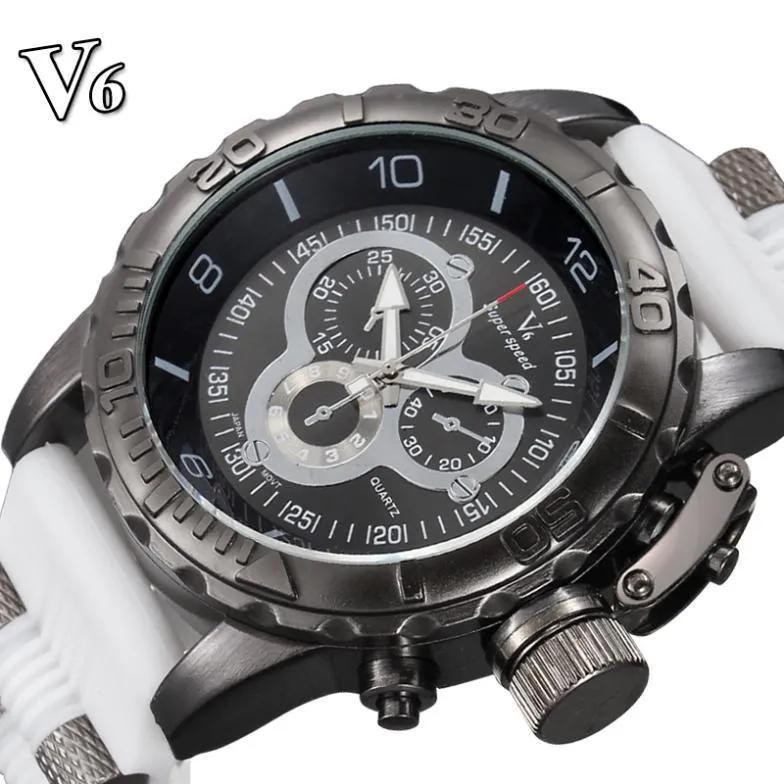 men watch 2023 V6 Super Speed Silicone Quartz 3D surface Male Hour Clock Analog Military Big Dial Sport Man Watch236S