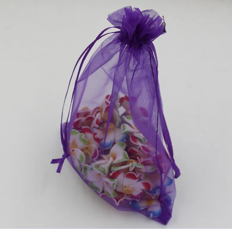 Purple ile Purple Drawstring organze takı çantaları 7x9cm vb.