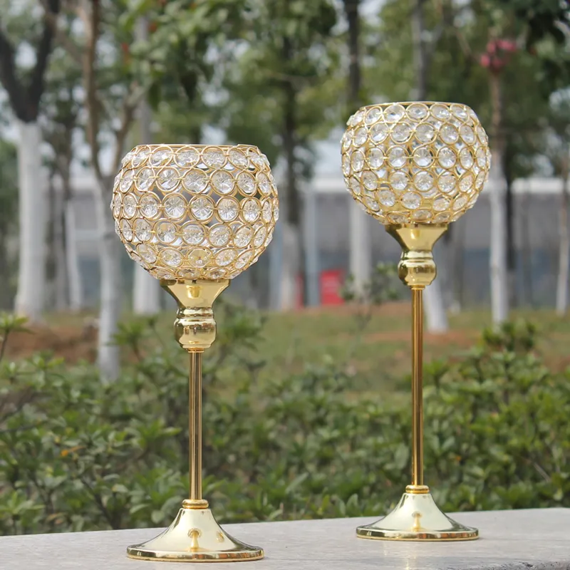 New metal gold plated candle holder with crystals wedding candelabra/centerpiece decoration candlestick =