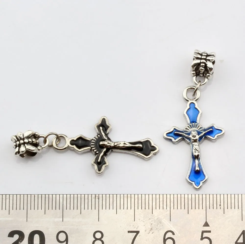 100 pz smalto Gesù croce crocifisso pendenti con ciondoli simbolo cristiano lega ciondola il tallone la creazione di gioielli risultati della collana201g