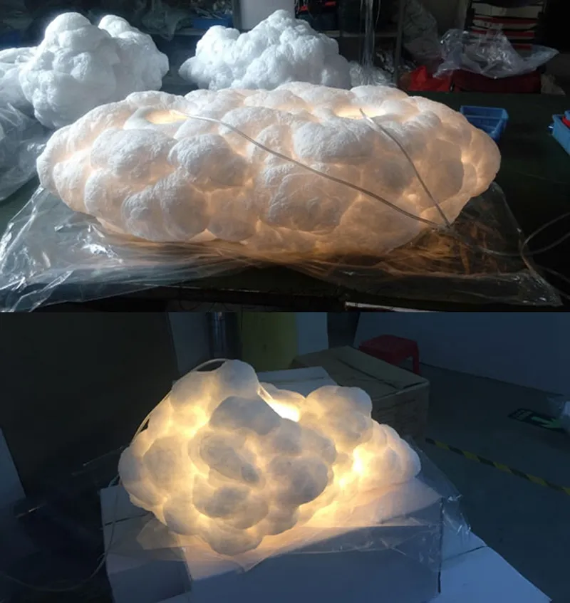 Smart Creative Romantic White Clouds Pendant Lights Led Lightning Effect Lamp White Soft Floating Cotton Cloud Hanging Light Chand260o