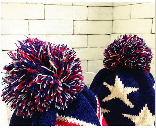 UNISEX UNION JACK أو Stars Stripes USA FLAG WINTER WINTER BEABLE BEANIE UK FLAG SKIL SKI POM HAT CAP 302K