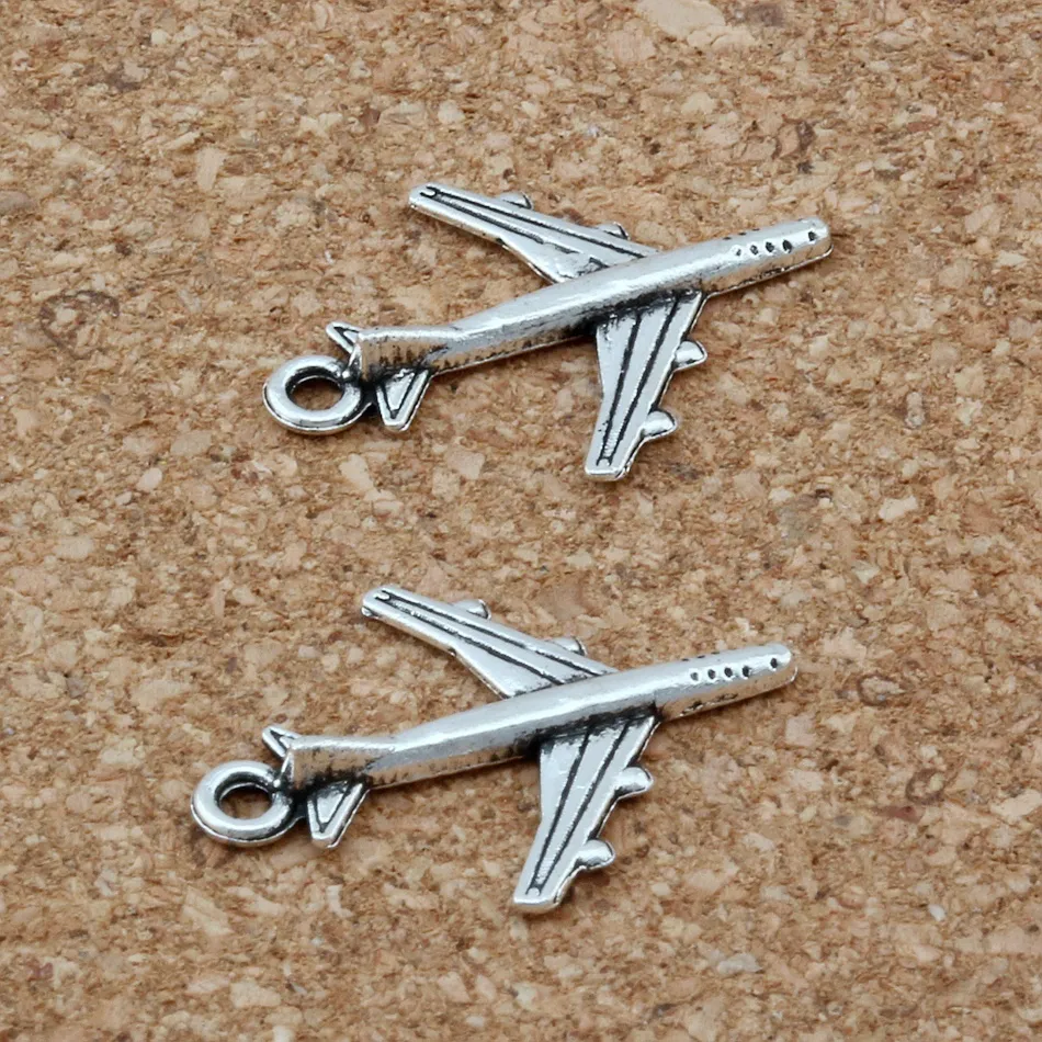 Legeringsflygplan charms hängen för smycken som tillverkar armband halsband diy tillbehör 16x22mm antik silver 200 st a-115257n