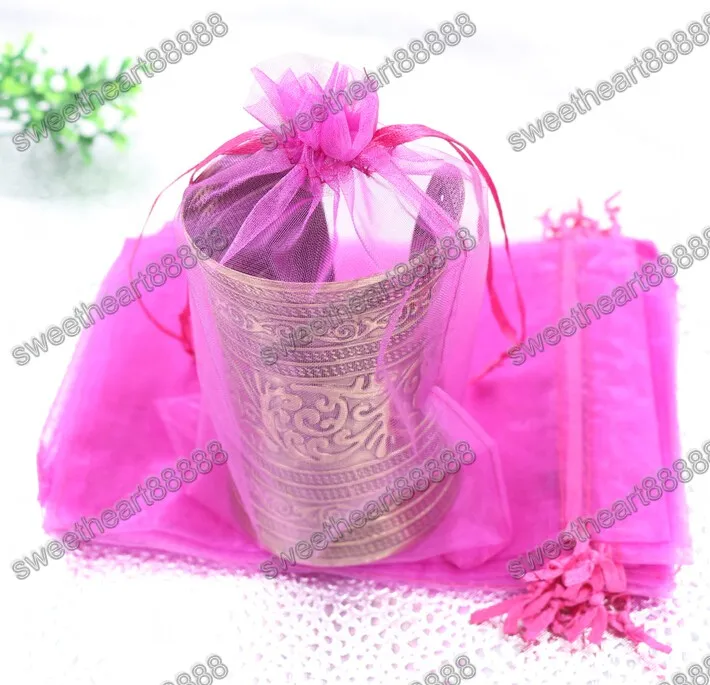 lote 13x18cm Organza vendeu bolsas de joalheria de retângulo colorido para favores de casamento saco de garrafa de vinhos 234t