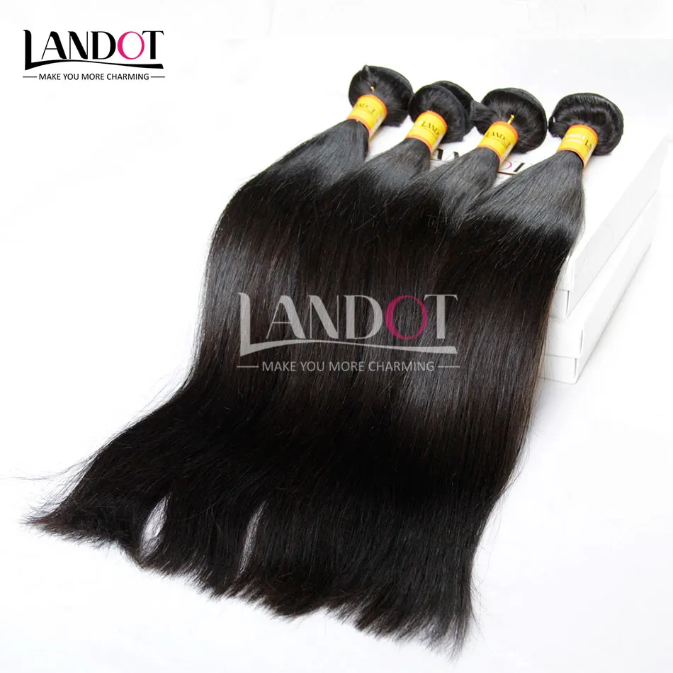 Malaysian Silky Straight Hair Unprocessed 8A Human Hair Weave 4 Bundles Malaysian Straight Hair Extensions Natural Black Double Wefts