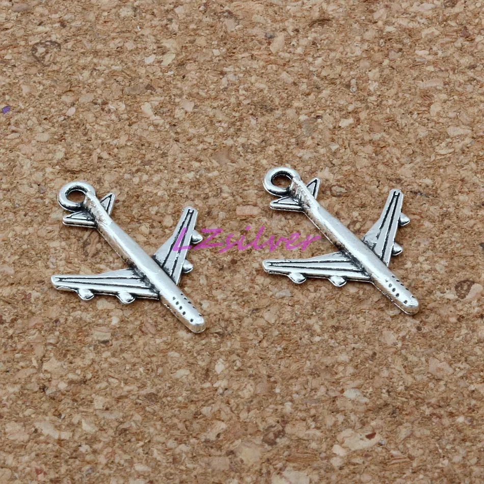 Alloy Airplane Charms Pendants For Jewelry Making Bracelet Necklace DIY Accessories 16x22mm Antique Silver A-115229z