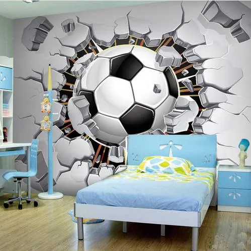 カスタムウォール壁画の壁紙3Dサッカースポーツクリエイティブアート壁絵画リビングルームテレビ背景PO壁紙フットボール232K