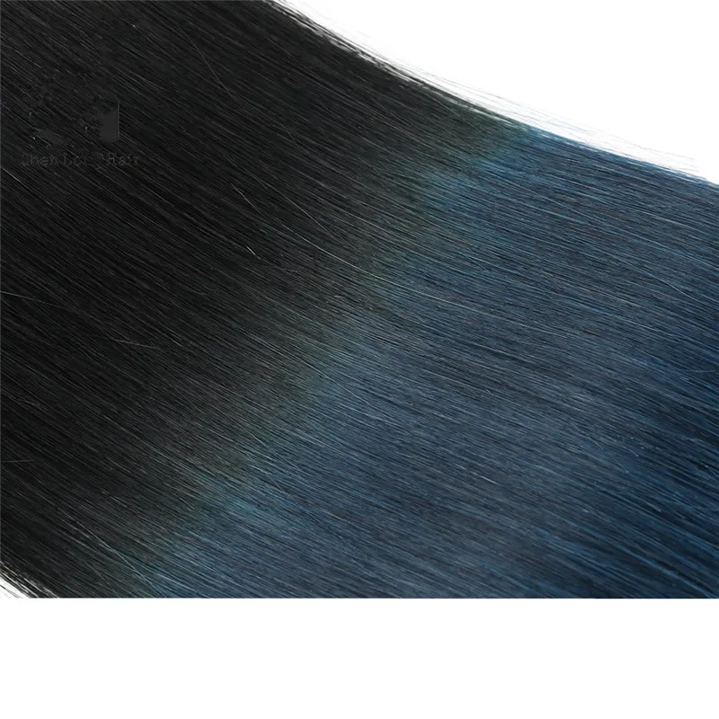 2017 Ombre Color 1B Blue Brazilian Straight Colorful Hair Bundles Human Hair Extension Two Tone 1b Dark Blue Ombre Hair