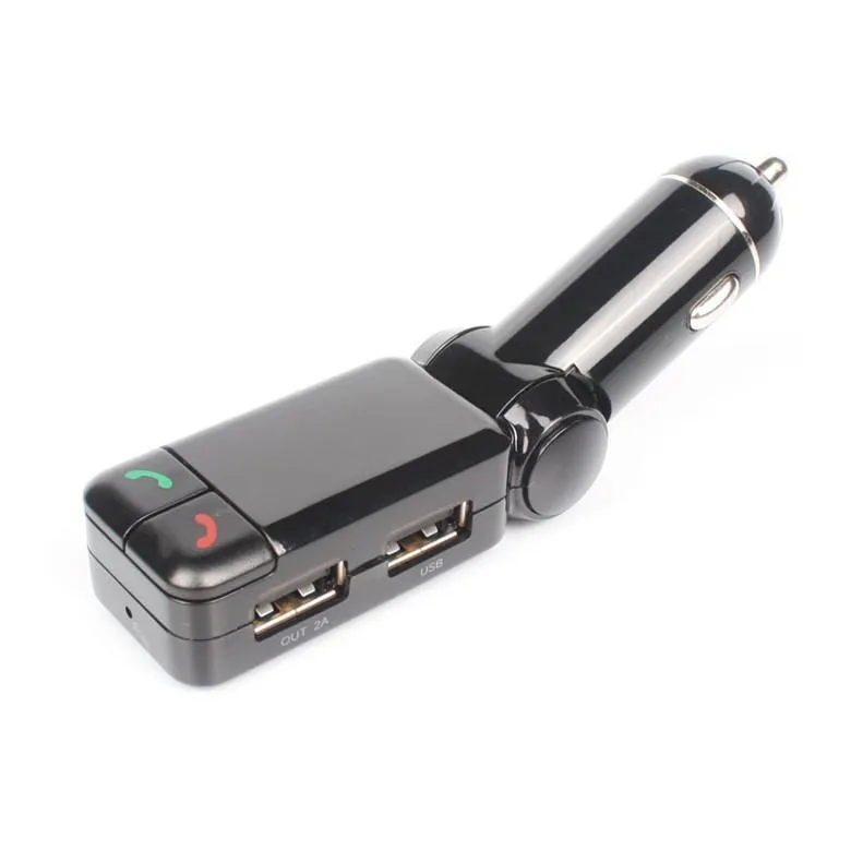 Mini cargador de automóvil bluetooth de manos libres con doble puerto de carga USB 5V / 2A LCD U disco FM transmisión Mp3 AUX BC-06