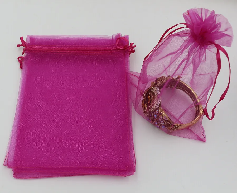 100 pièces Rose rouge Organza bijoux cadeau pochette sacs pour faveurs de mariage perles bijoux 7x9 cm 9X11 cm 13x18 17x23 cm 20x30 cm 316270D