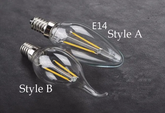 フィラメントLED電球E12 E14 E27 LED CANDLE LAMP 2W 4W 110-220V C35T C35フィラメントCANDELABRA EDISONフィラメント型電球照明2375
