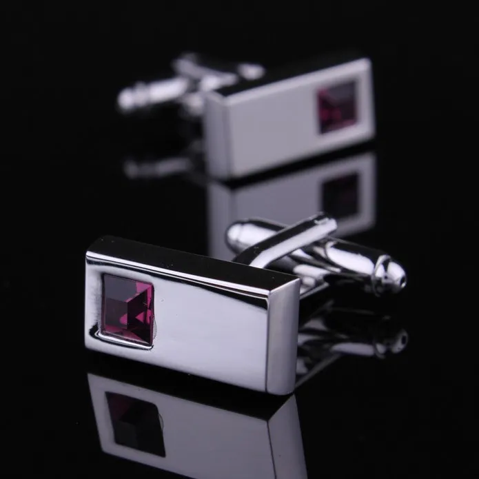 High Quality Crystal Silver Cufflink For Shirt French Cufflinks Fathers Day Gifts For Men Jewelry Wedding Cuff Links W134