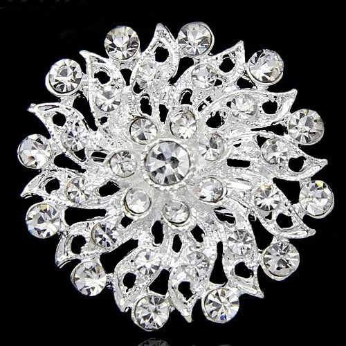 Silver Tone Clear Rhinestone Crystal Brooch Flower Girls' Corsage Fashion Brooch Wedding Bridal Bouquet Pins Brooches B634