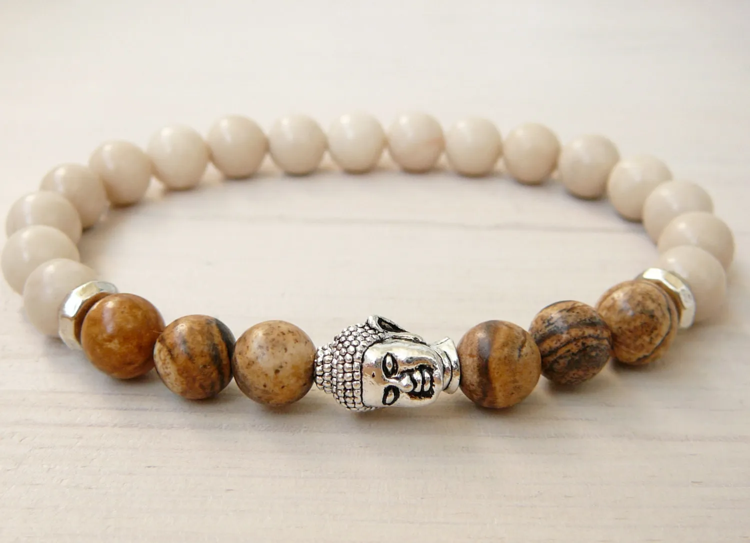 SN0232 NYA SILVER BUDDHA WRAP Men Armband Buddha Jasper Armband Buddha smycken Yoga unisex stretch armband345j