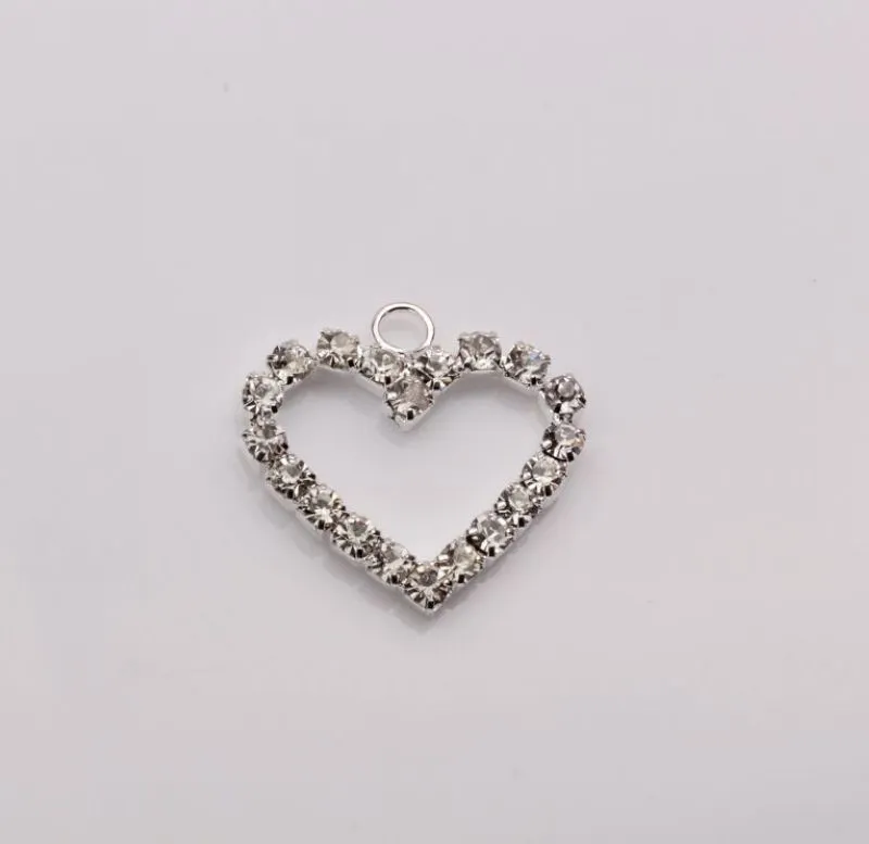 100 шт. серебряная пластина, прозрачные стразы, подвески в форме сердца для изготовления ювелирных изделий, браслет, ожерелье, фурнитура 0023072426