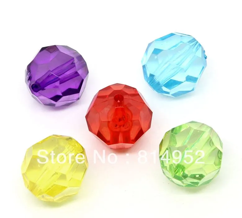 Perles rondes transparentes en forme de Bubblegum, 100 pièces, en acrylique, à facettes, 20MM, transparentes, Bicone, pour grosses Nec343o