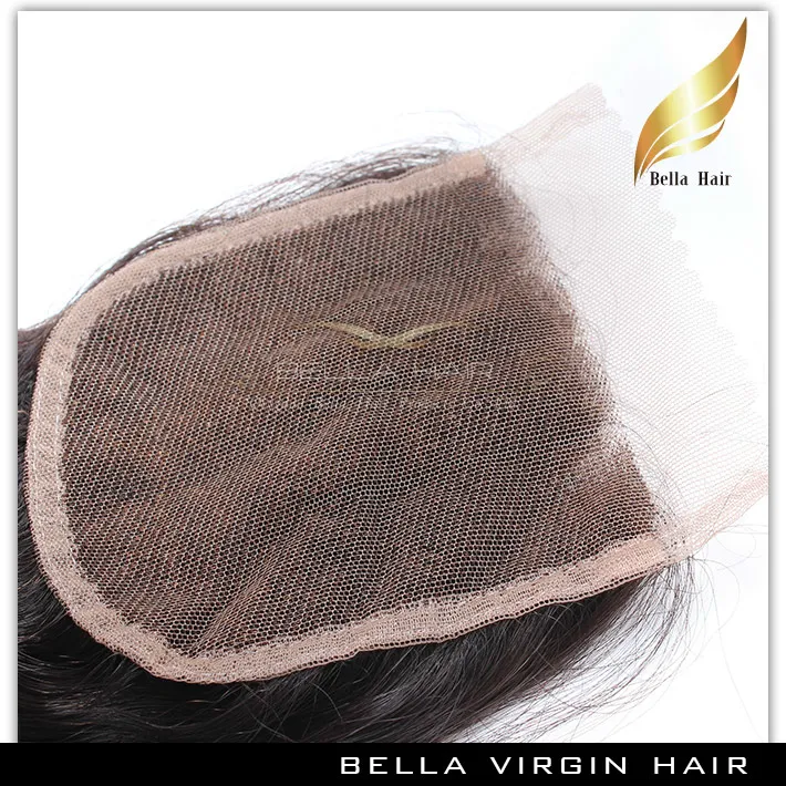 Bella Hair® 8A Bundle capelli con chiusura Estensioni brasiliana Trama Top Pizzo Black Black Slose Wave