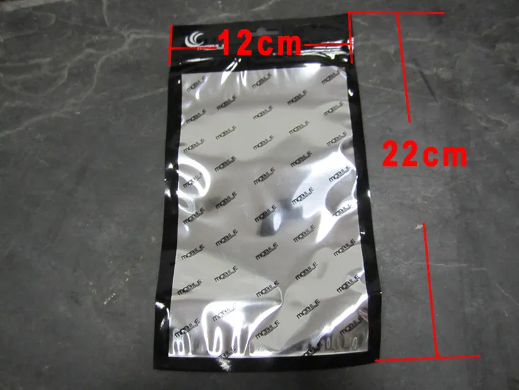 12 * 22cm Retail Packung Reißverschluss Tasche Schwarz Plastikbeutel für Samsung Galaxy S10 S10 Anmerkung 20 10 für iPhone 12 11 XR xs 8 7 6 Plus Ledertasche
