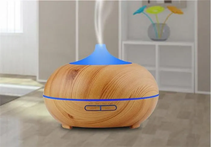 300ml Wood Grain LED Lights Essential Oil Ultrasonic Air Humidifier Electric Aroma Diffuser for Office Home Bedroom Living Room Yoga Spa